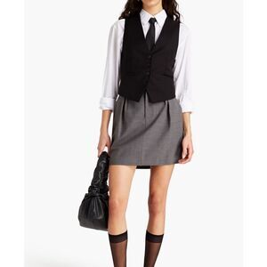 Brunello Cucinelli Pleated Wool-Blend Mini Skirt in Dark Gray, Size 4